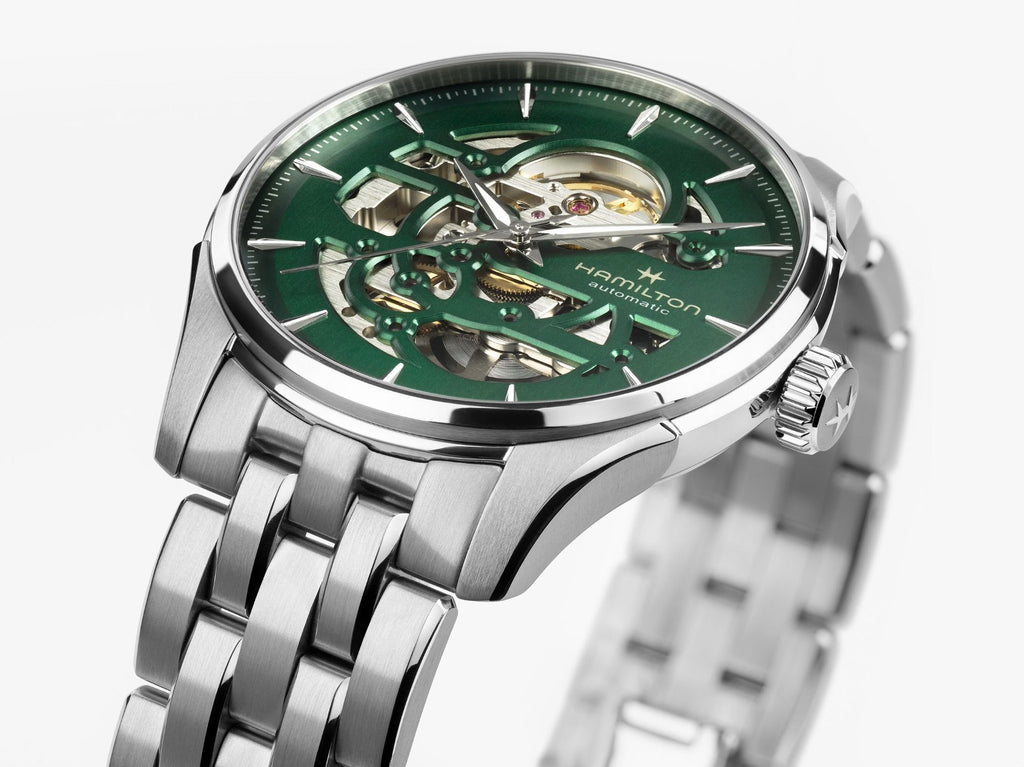 Hamilton Jazzmaster Open Heart Green Auto on Bracelet 40mm