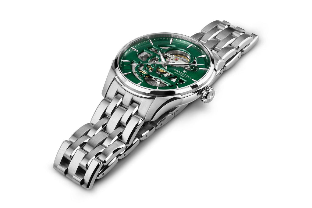 Hamilton Jazzmaster Open Heart Green Auto on Bracelet 40mm