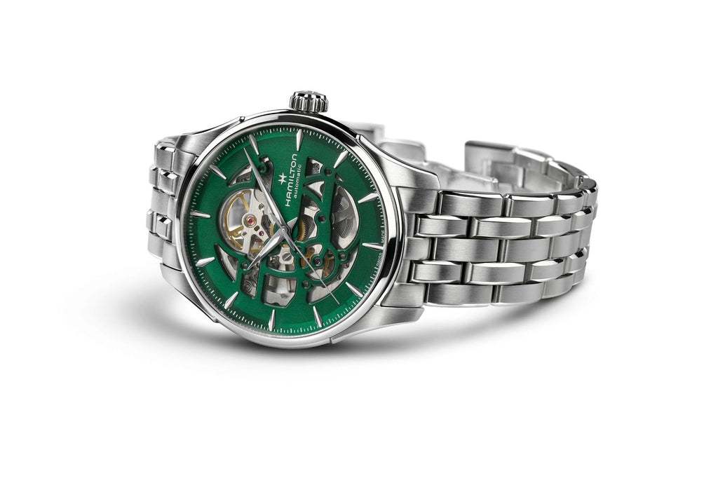 Hamilton Jazzmaster Open Heart Green Auto on Bracelet 40mm