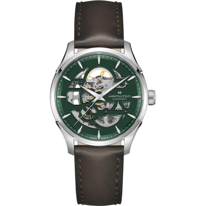 Hamilton Jazzmaster Skeleton Auto Green on Leather 40mm