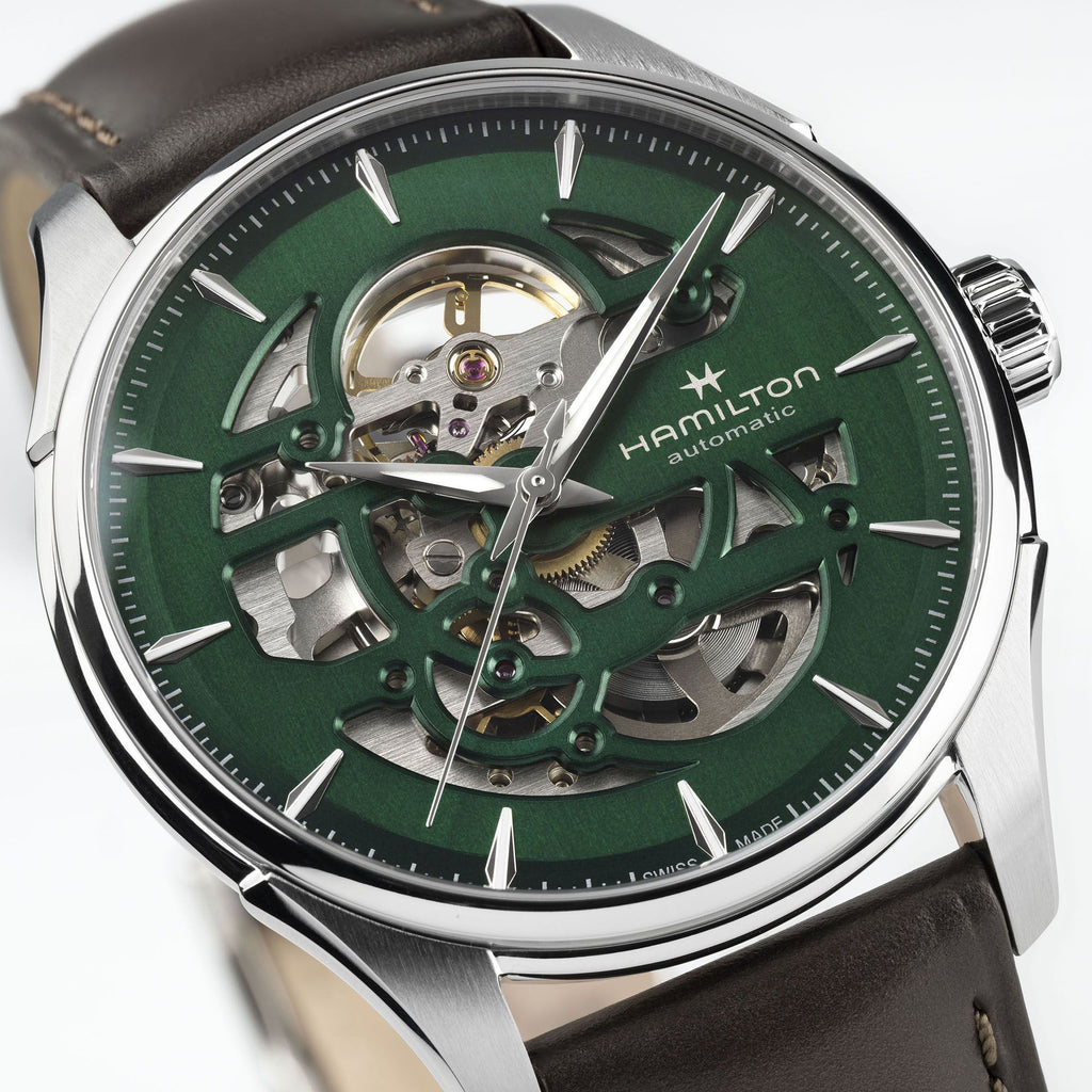 Hamilton Jazzmaster Skeleton Auto Green on Leather 40mm