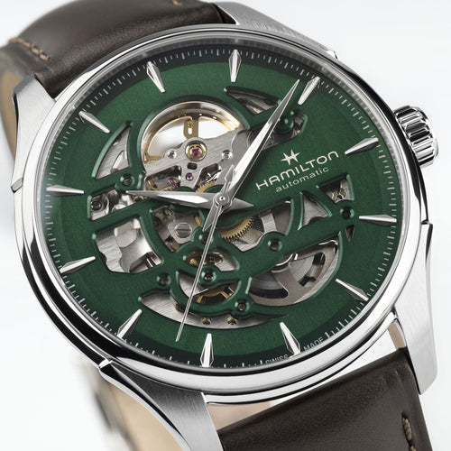 Hamilton Jazzmaster Skeleton Auto Green on Leather 40mm