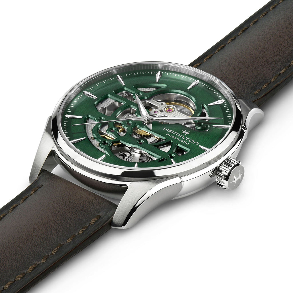 Hamilton Jazzmaster Skeleton Auto Green on Leather 40mm