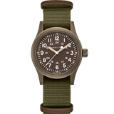 Hamilton Khaki Field Mechanical Earth coloured PVD on Green Canvas Strap
