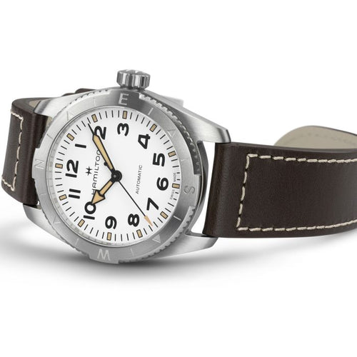 Hamilton Khaki Field Expedition Auto White on Leather 37mm