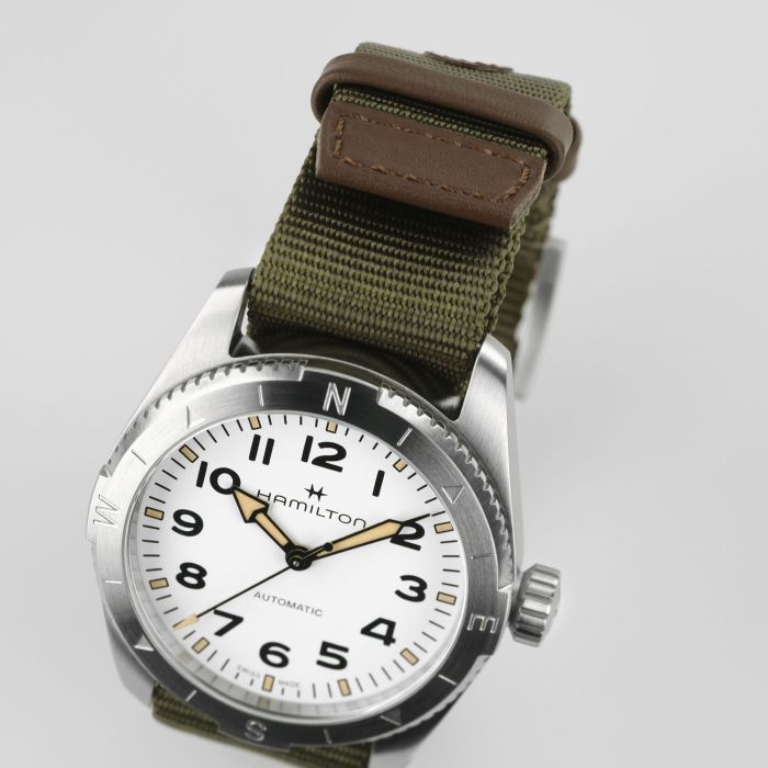 Hamilton Khaki Field Expedition Auto White on Nato 37mm