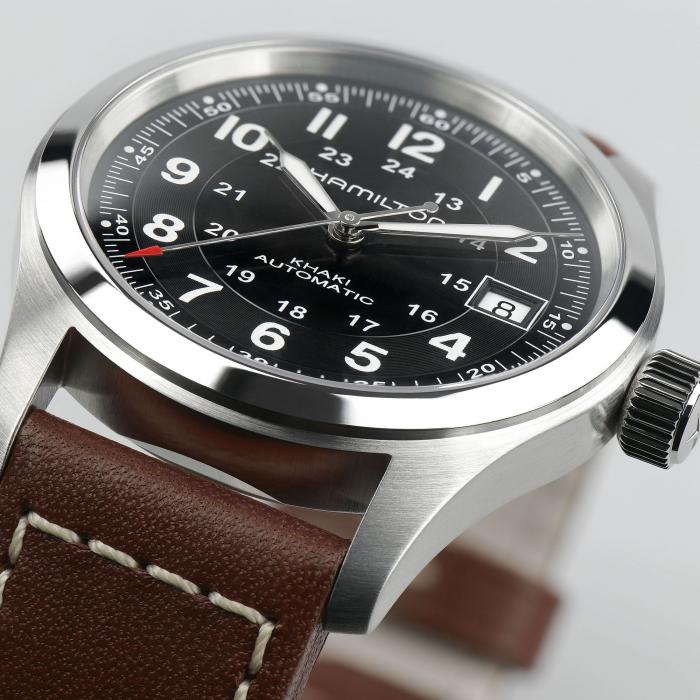 Hamilton Khaki Field Automatic 38mm on Brown Leather