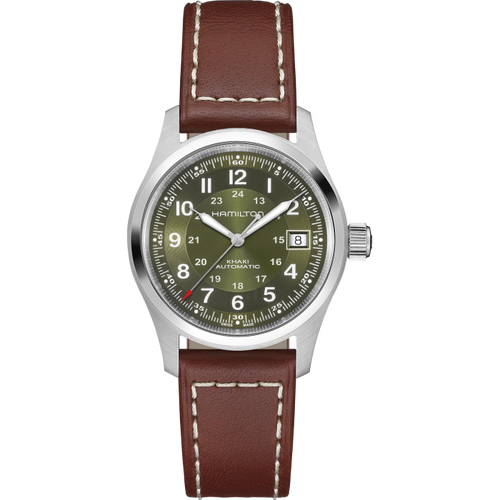 Hamilton Khaki Field Automatic 38mm on Green Leather
