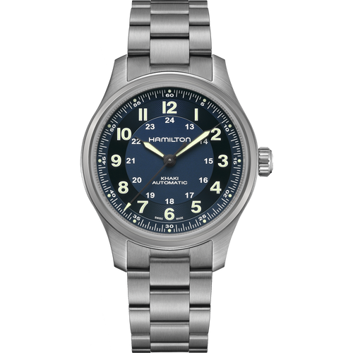 Hamilton Khaki Field Titanium Auto Blue 42mm on Bracelet
