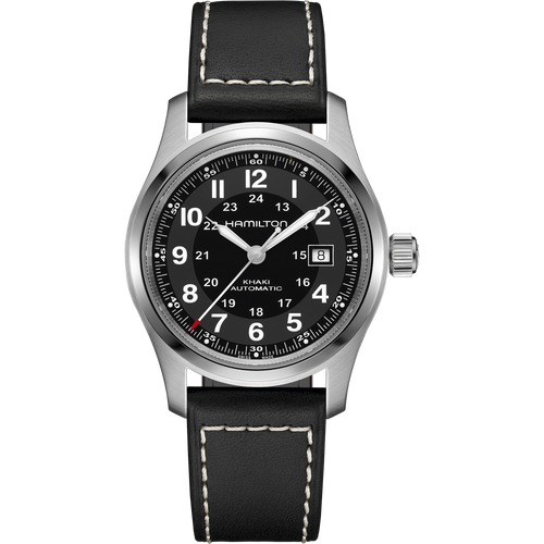 Hamilton Khaki Field Auto 42mm on Black Leather