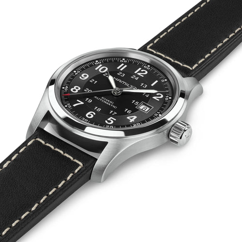 Hamilton Khaki Field Auto 42mm on Black Leather