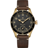Hamilton Khaki Aviation Pilot Pioneer Bronze Black Dial on leather
