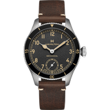 Hamilton Khaki Aviation Pilot Pioneer 43mm on leather