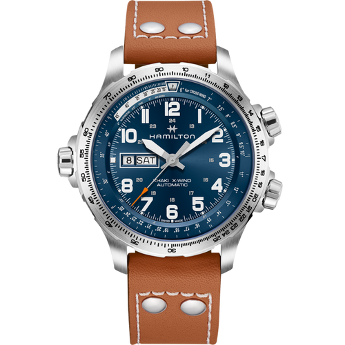 Hamilton Khaki Aviation X-Wind Day Date Auto Blue on Leather