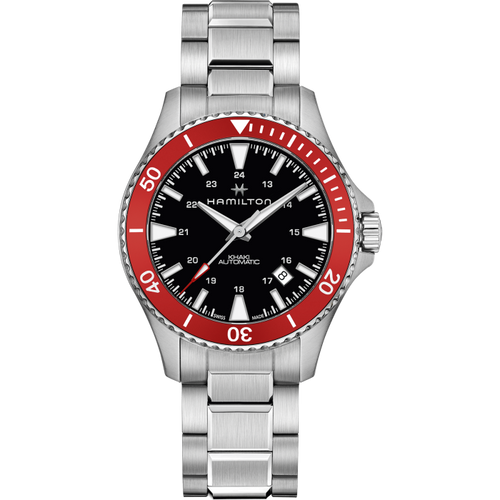 Hamilton Khaki Navy Scuba Auto Red Bezel on Bracelet 40mm