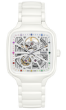 Rado True Square Automatic Open Heart White Ceramic with coloured gemstones