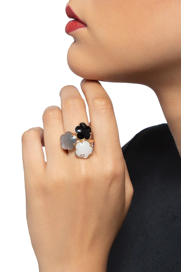 Pasquale Bruni Bouquet Lunaire Ring in 18k Rose Gold with Moon gems and Diamonds.