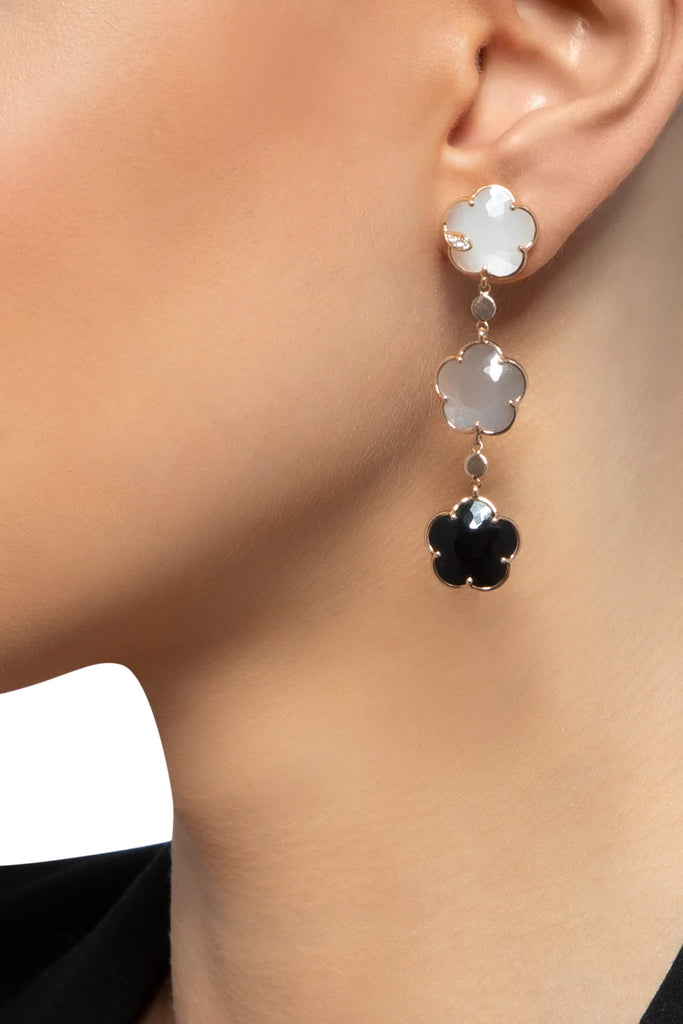 Pasquale Bruni Bouquet Lunaire Earrings in 18k Rose Gold with Moon gems and Diamonds.