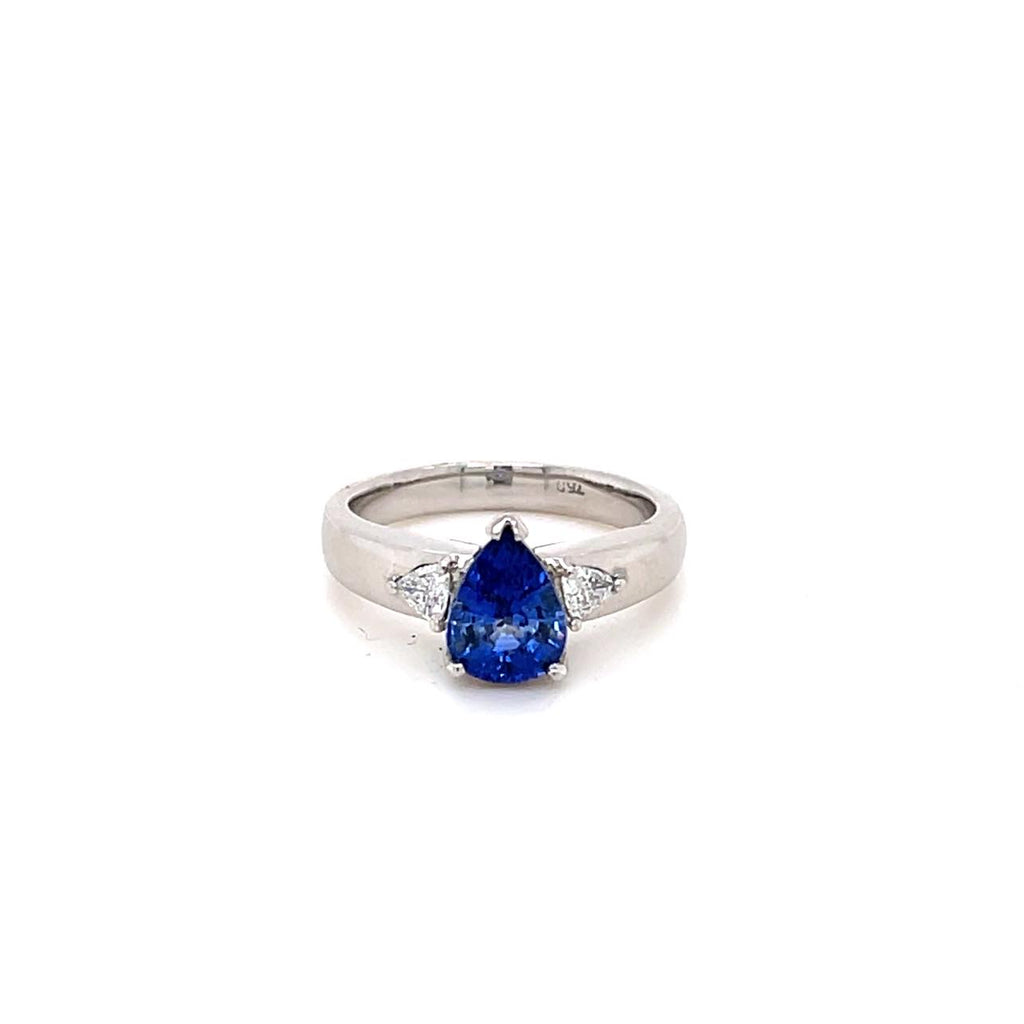 Pear Shaped Sapphire and Diamond Ring