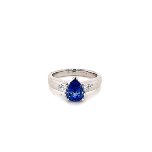 Pear Shaped Sapphire and Diamond Ring
