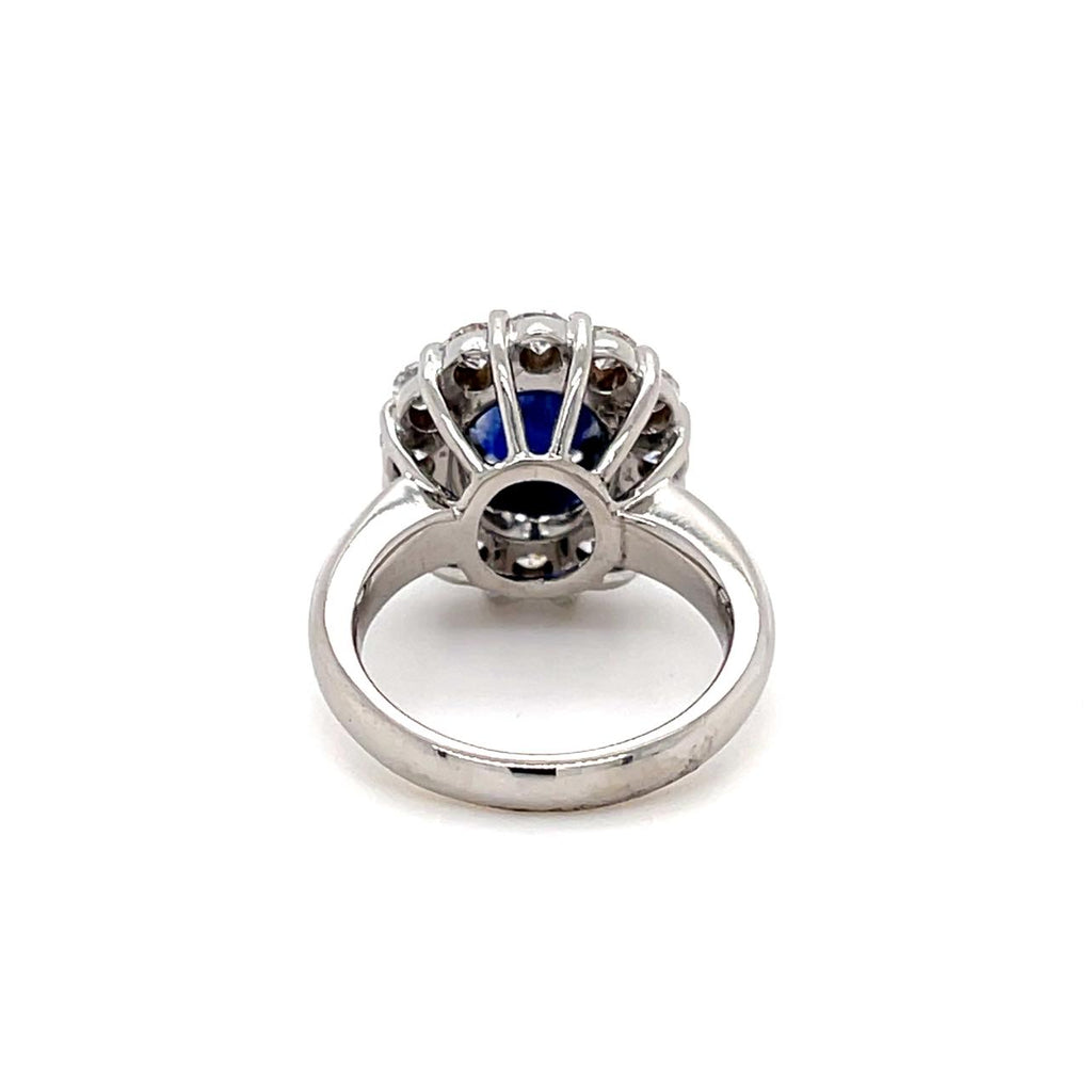 Royal Blue Sri Lanka Sapphire and Diamond Ring -GRS certified