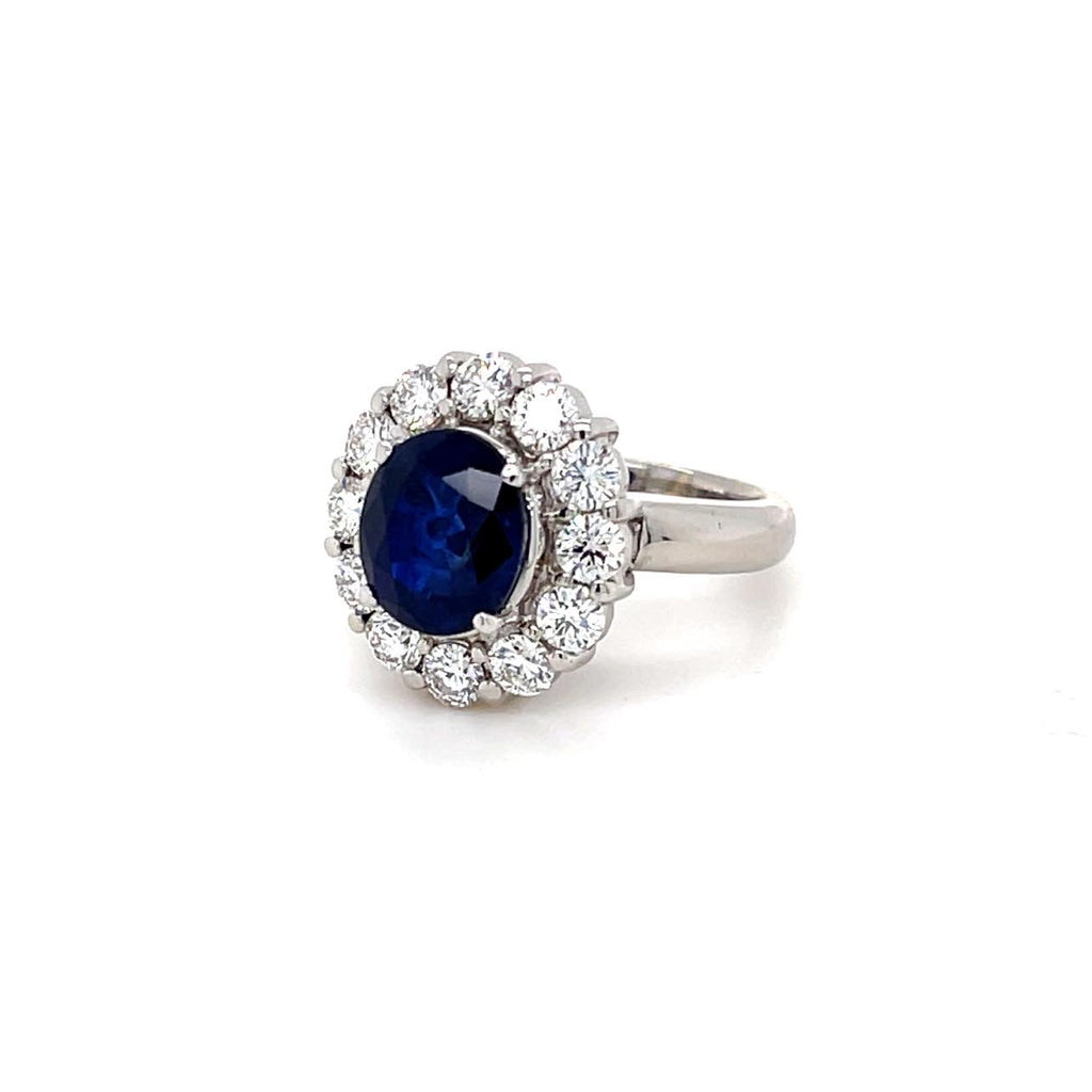 Royal Blue Sri Lanka Sapphire and Diamond Ring -GRS certified