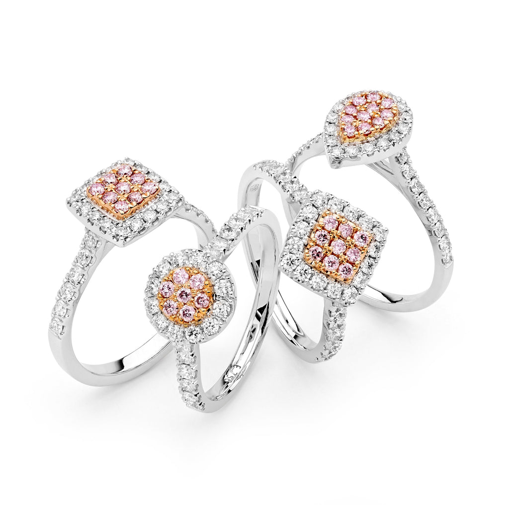 Desert Rose Ring with pink diamonds from the Argyle mine and White Diamonds EDJR003