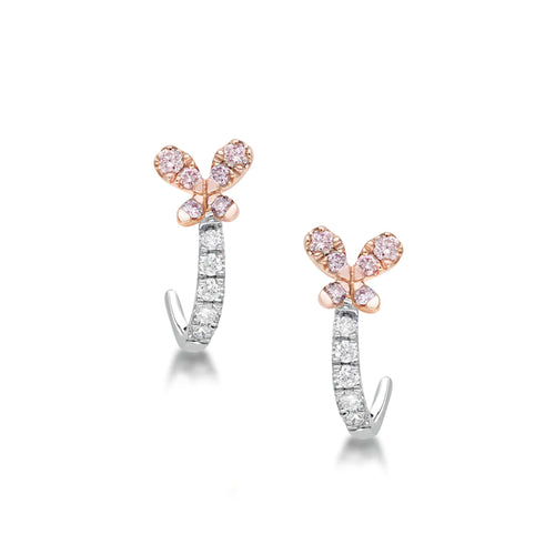 Blush Tillie Earrings with pink diamonds from the Argyle mine and White Diamonds