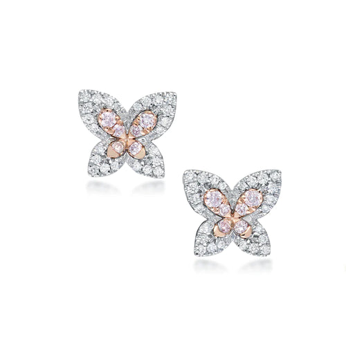 Blush Iria Earrings with pink diamonds from the Argyle mine and White Diamonds
