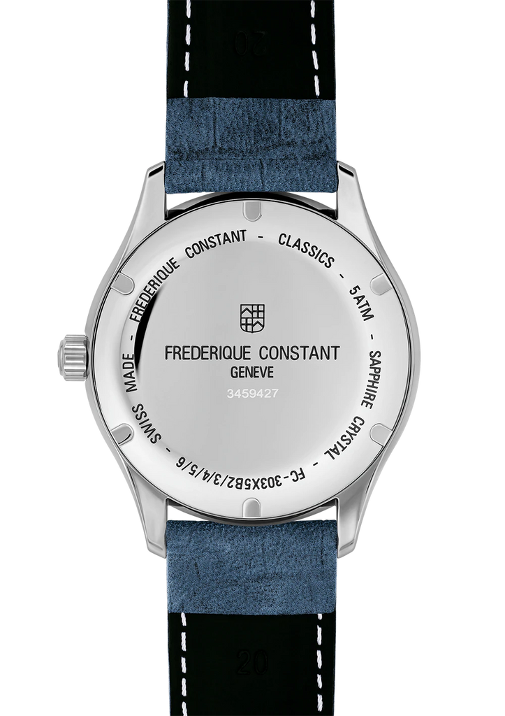 FREDERIQUE CONSTANT CLASSICS INDEX AUTOMATIC BLUE DIAL ON LEATHER STRAP