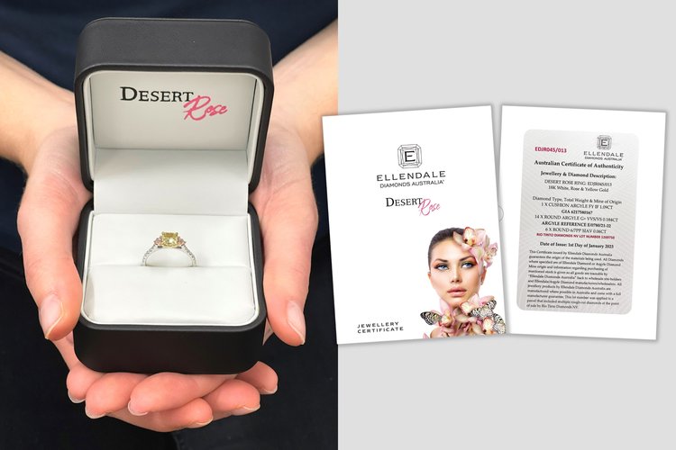 Desert Rose Ring with pink diamonds from the Argyle mine and White Diamonds EDJW001 (7PR)