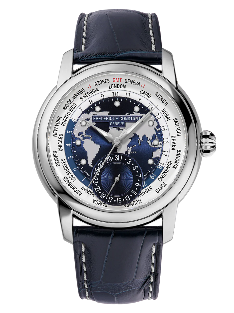 FREDERIQUE CONSTANT CLASSICS WORLDTIMER MANUFACTURE BLUE