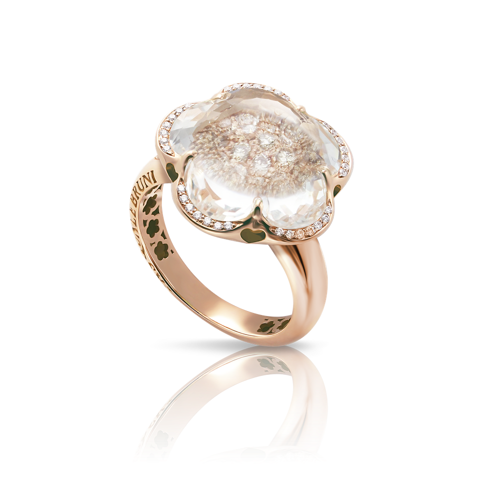 Pasquale Bruni Bon Ton Ring RG Rock Crystal with Diamonds