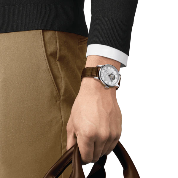 Tissot Le Locle Powermatic 80 Open Heart on Brown Leather