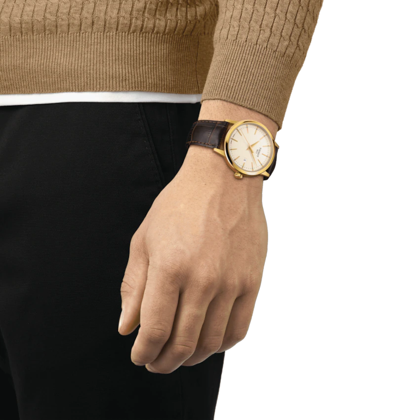 Tissot Classic Dream Ivory Dial on Brown Leather