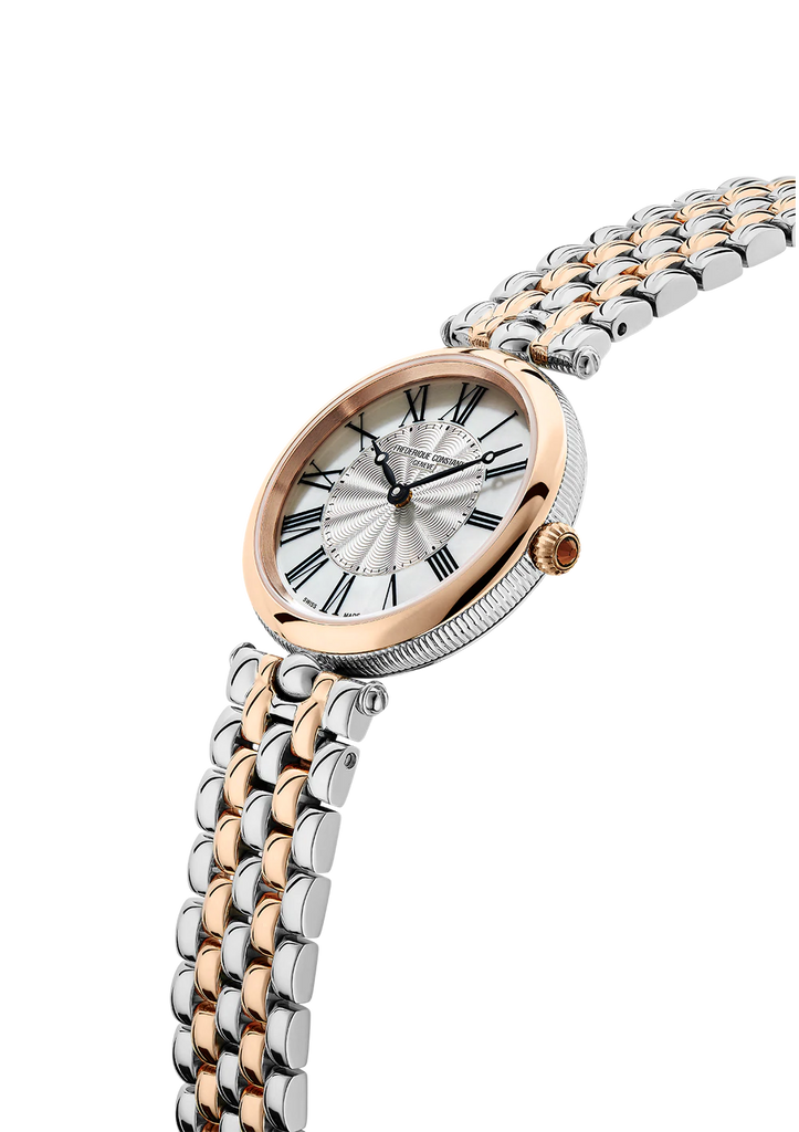 FREDERIQUE CONSTANT CLASSICS ART DECO ROUND LADIES QUARTZ WATCH 2 TONE RG