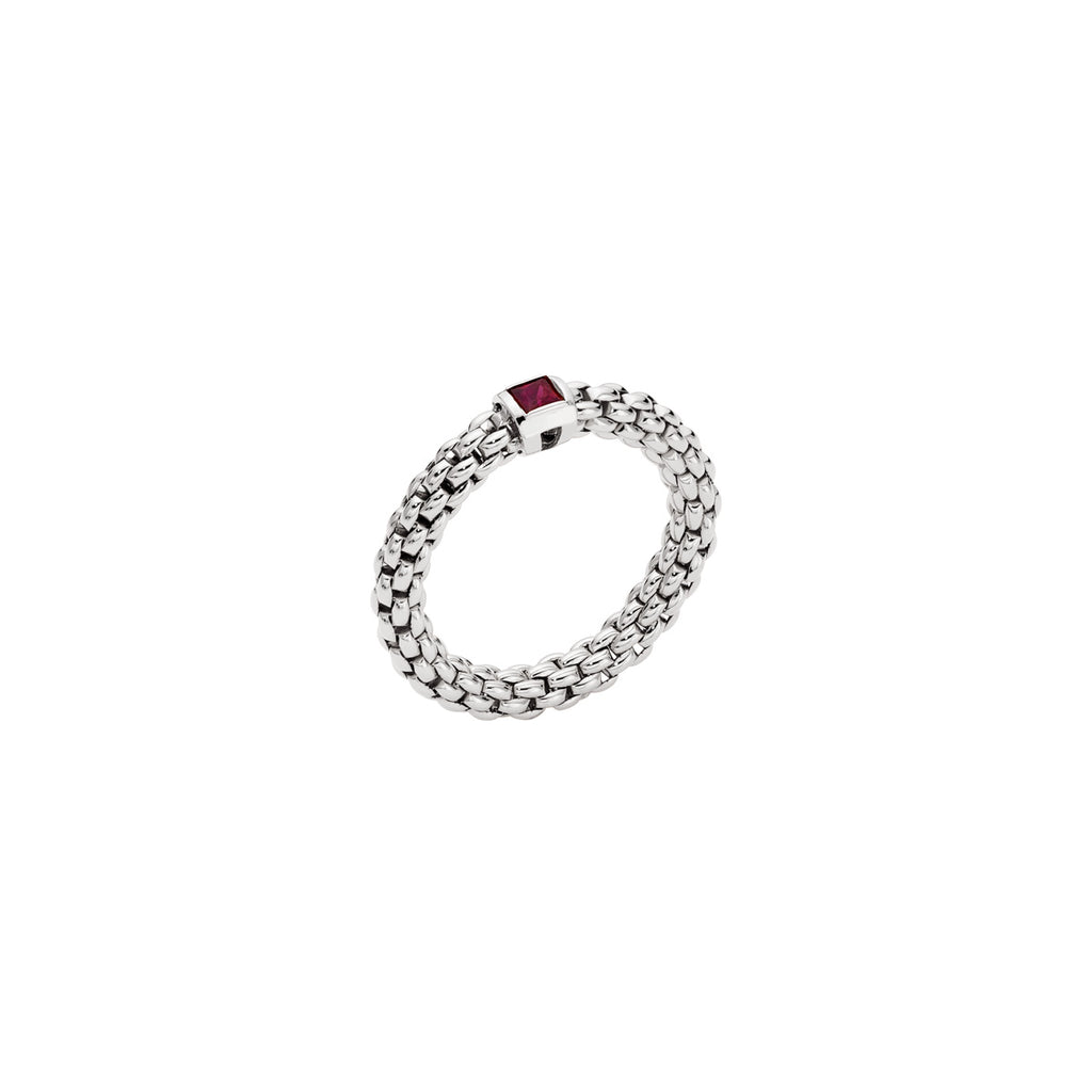 SOULS COLLECTION 18K WHITE GOLD FLEX'IT RING WITH A RUBY in small size