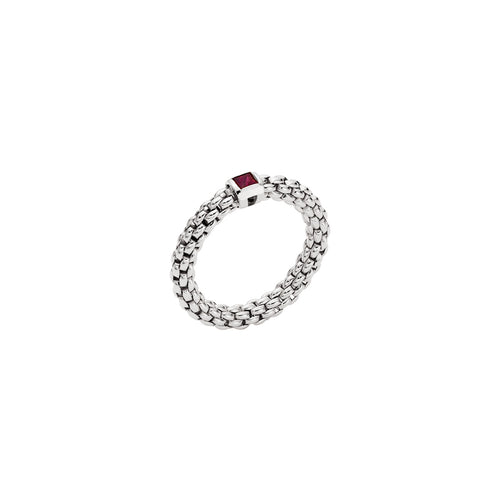 SOULS COLLECTION 18K WHITE GOLD FLEX'IT RING WITH A RUBY in small size
