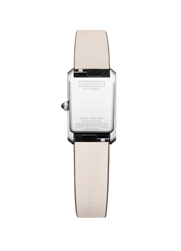 Baume & Mercier Hampton White Dial quartz on leather -10859 28mm x 17.75mm