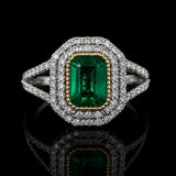 18k white and yellow gold Natural Emerald Ring -2.13ct
