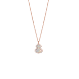 Qeelin Petite Wulu necklace in 18K rose gold with diamonds and mother of pearl