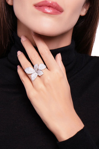 Pasquale Bruni Giardini Segreti White Gold Diamond Ring -5 Leaves