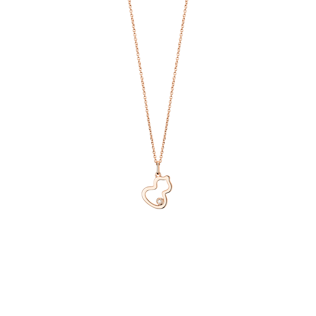 Qeelin Petite Wulu necklace in 18K rose gold with a diamond