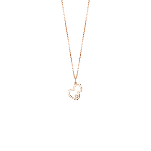 Qeelin Petite Wulu necklace in 18K rose gold with a diamond