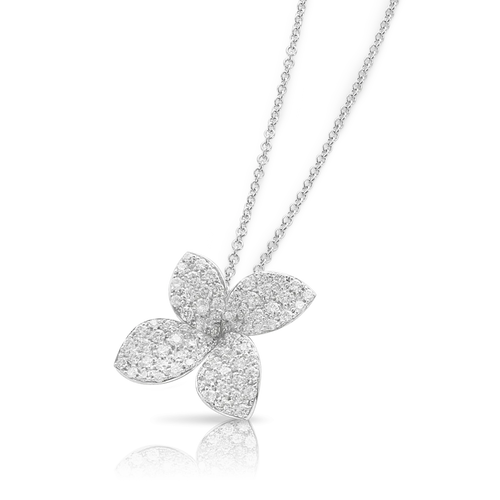 Pasquale Bruni Petit Garden Necklace 18k White Gold with Diamonds, Medium Flower.
