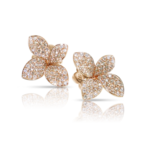 Pasquale Bruni Petit Garden Earrings in 18k Rose Gold with Diamonds, Medium Flower.