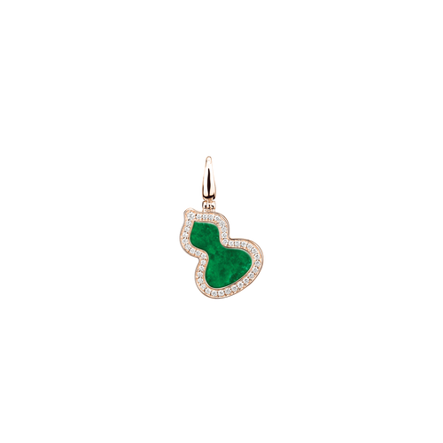 Qeelin Small Wulu pendant in 18K rose gold with diamonds and jade
