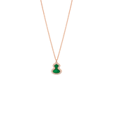 Qeelin Petite Wulu necklace in 18K rose gold with diamonds and jade