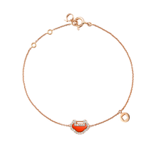 Load image into Gallery viewer, Qeelin Petite Yu Yi bracelet in 18K rose gold with diamonds and red agate