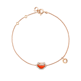 Qeelin Petite Yu Yi bracelet in 18K rose gold with diamonds and red agate